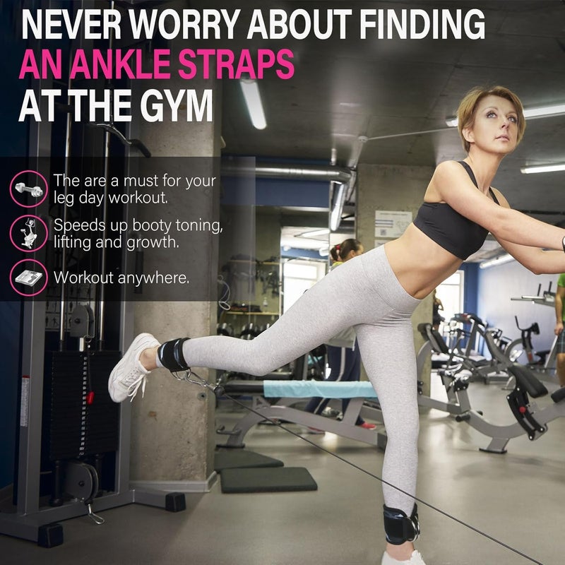 AOHO MOOON Ankle Strap for Cable Machine Attachments, Gym Accessories for Women and Men, Neoprene Ankle Cuffs for glute Kickback, Leg Workouts ande Booty Hip Abductors Exercise - Image 3